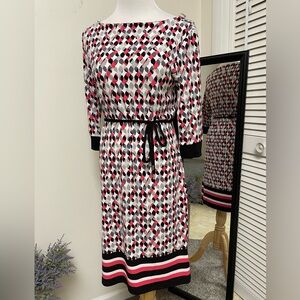 Liz Claiborne Multicolor Print Midi Dress